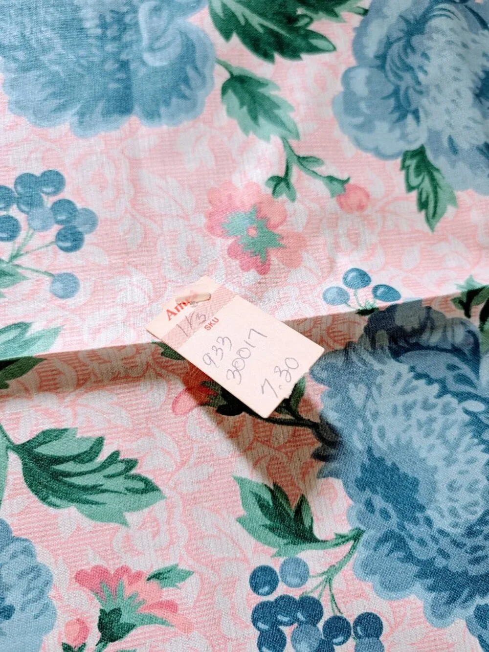 VTG 1990 Fabric Traditions Floral Cotton Fabric Lot 4.6 Yds Pink NOS Rare Ames